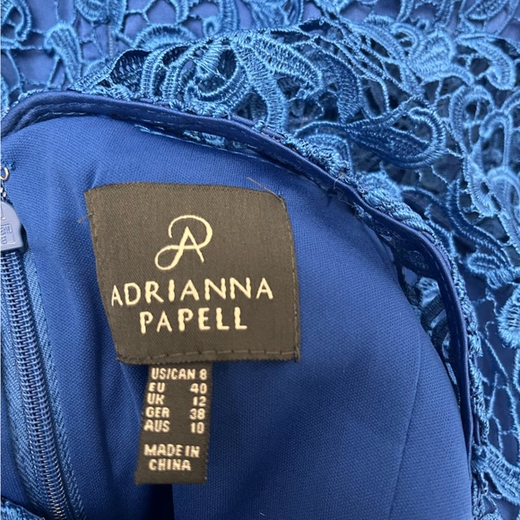 Adrianna Papell Lace Cap Sleeve Dress Blue Size 8 - Elegant Party Dress - Picture 7 of 8